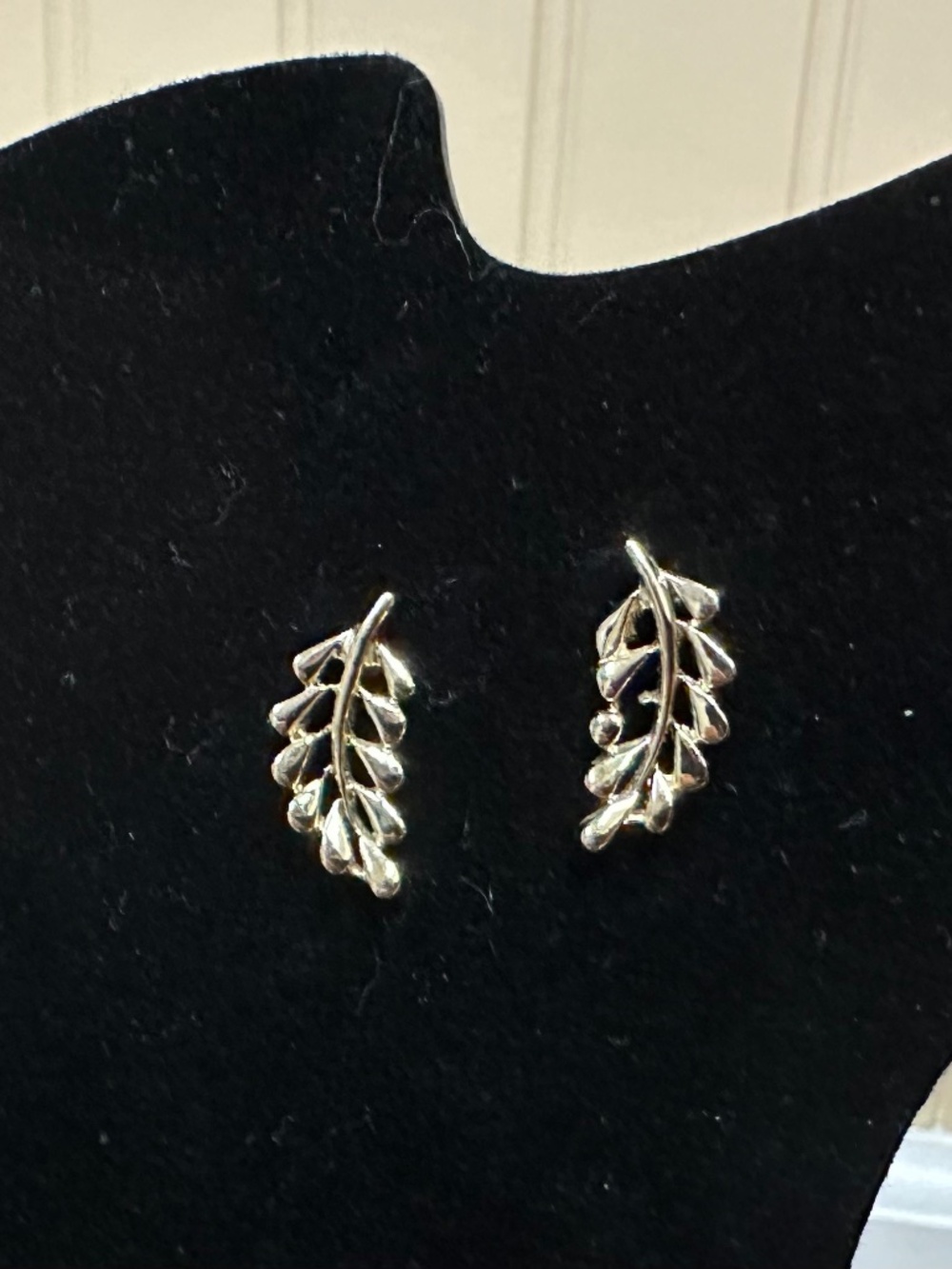 Silver-tone Olive Leaf Stud Earrings